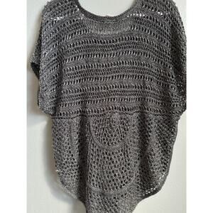 Y2K Sweater Vest MUDD Gray Knit Beachy Short Sleeve Boho Festival Grunge L 90s